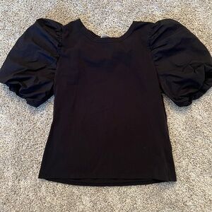 H&M Elegant Black Puff Sleeve Top